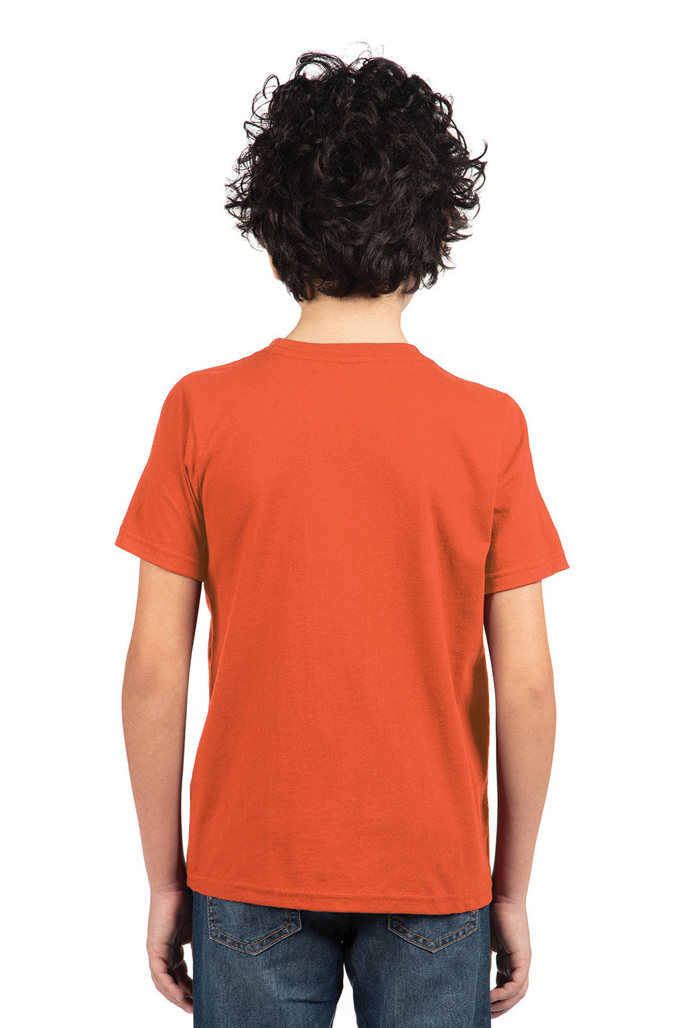 Next Level 3310 Youth Fine Jersey Short Sleeve Crewneck T-Shirt Classic Orange Model Back