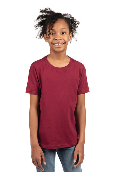 Next Level 3310 Youth Fine Jersey Short Sleeve Crewneck T-Shirt Cardinal Red Model Front