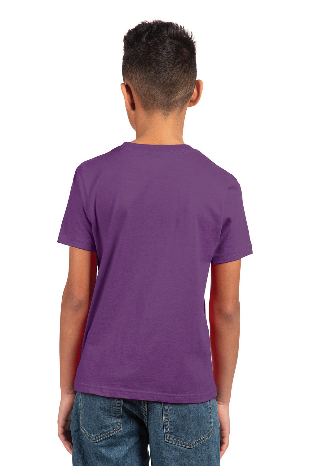 Next Level 3310 Youth Fine Jersey Short Sleeve Crewneck T-Shirt Purple Rush Model Back