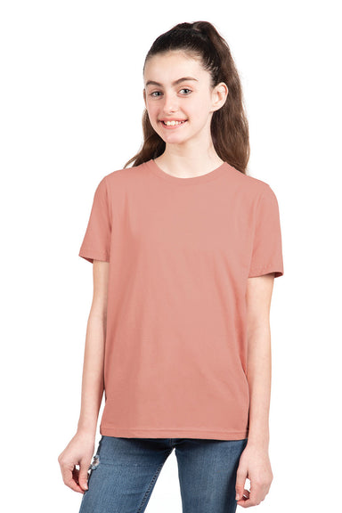 Next Level 3310 Youth Fine Jersey Short Sleeve Crewneck T-Shirt Desert Pink Model Front