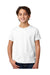 Next Level 3312 Youth CVC Jersey Short Sleeve Crewneck T-Shirt White Model Front