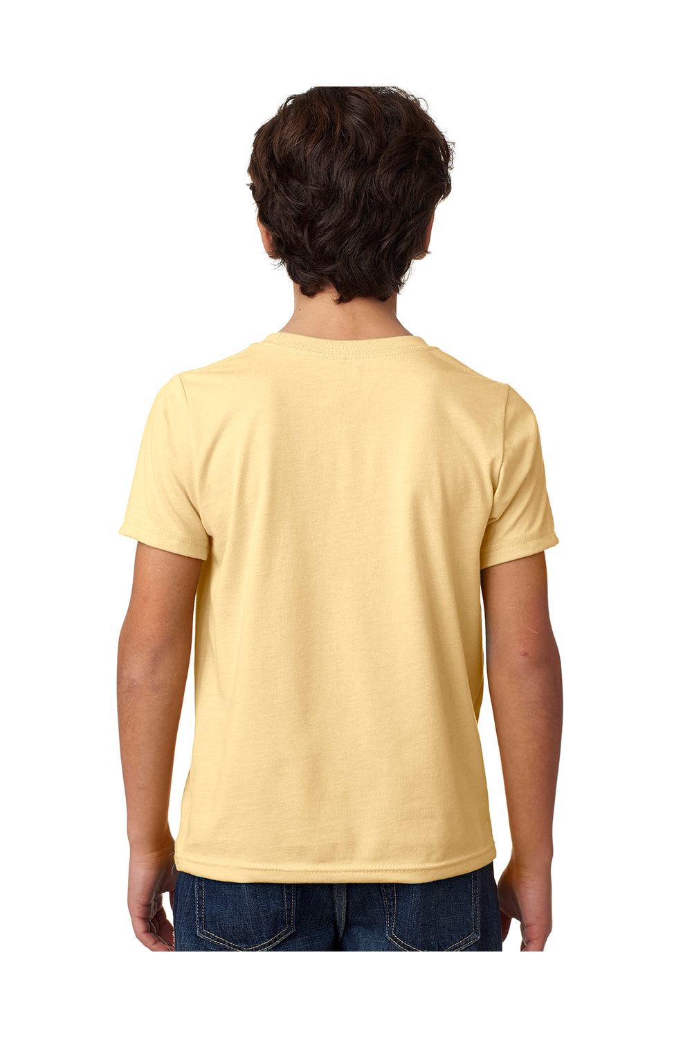 Next Level 3312 Youth CVC Jersey Short Sleeve Crewneck T-Shirt Banana Cream Yellow Model Back