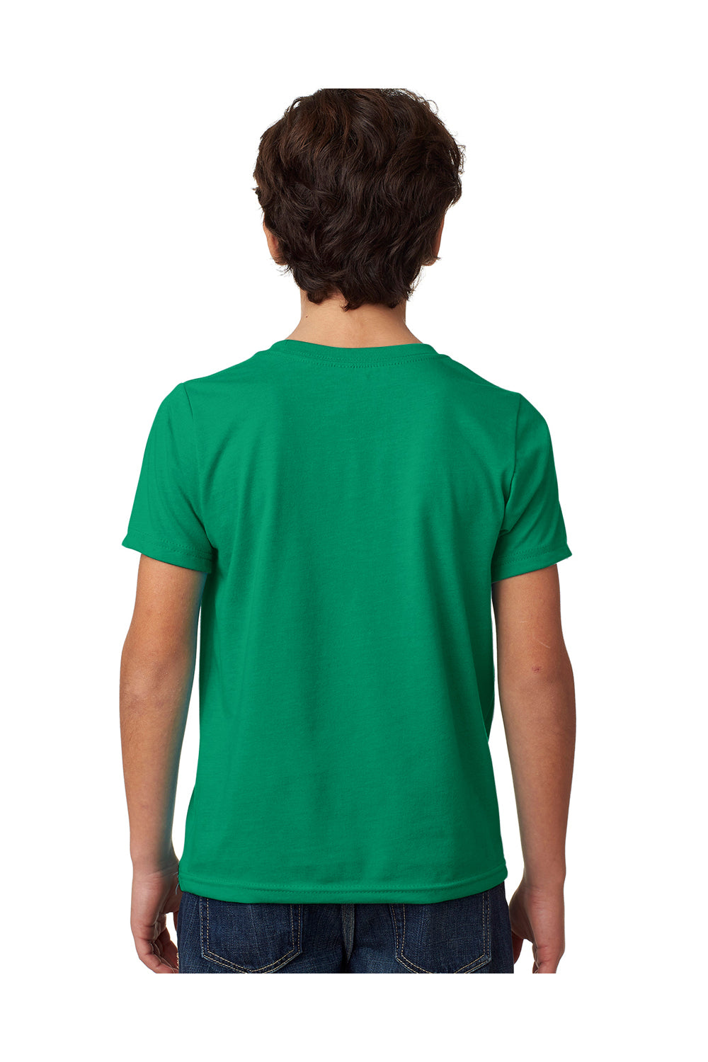 Next Level 3312 Youth CVC Jersey Short Sleeve Crewneck T-Shirt Kelly Green Model Back