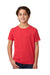 Next Level 3312 Youth CVC Jersey Short Sleeve Crewneck T-Shirt Red Model Front