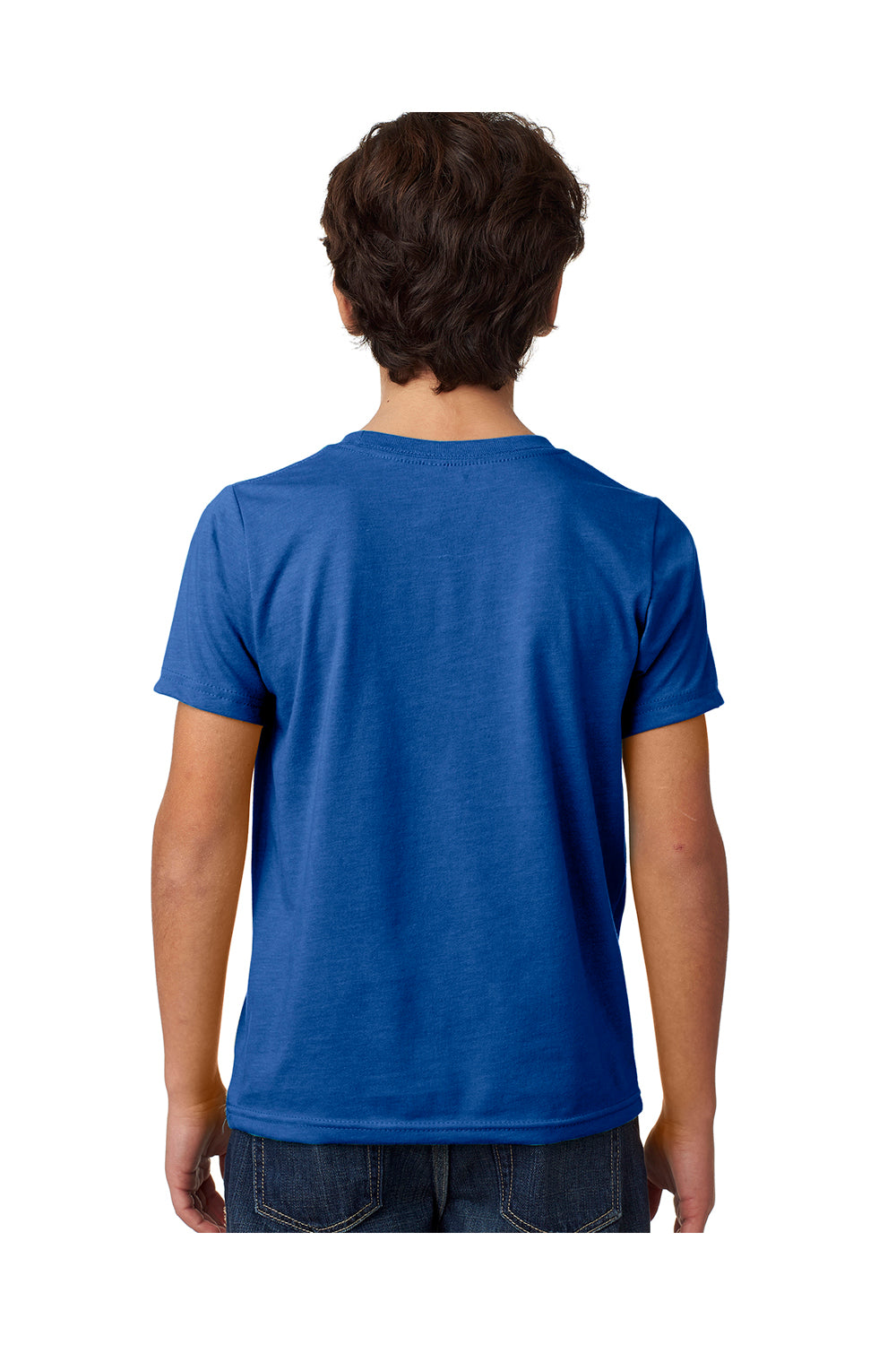 Next Level 3312 Youth CVC Jersey Short Sleeve Crewneck T-Shirt Royal Blue Model Back