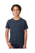 Next Level 3312 Youth CVC Jersey Short Sleeve Crewneck T-Shirt Midnight Navy Blue Model Front