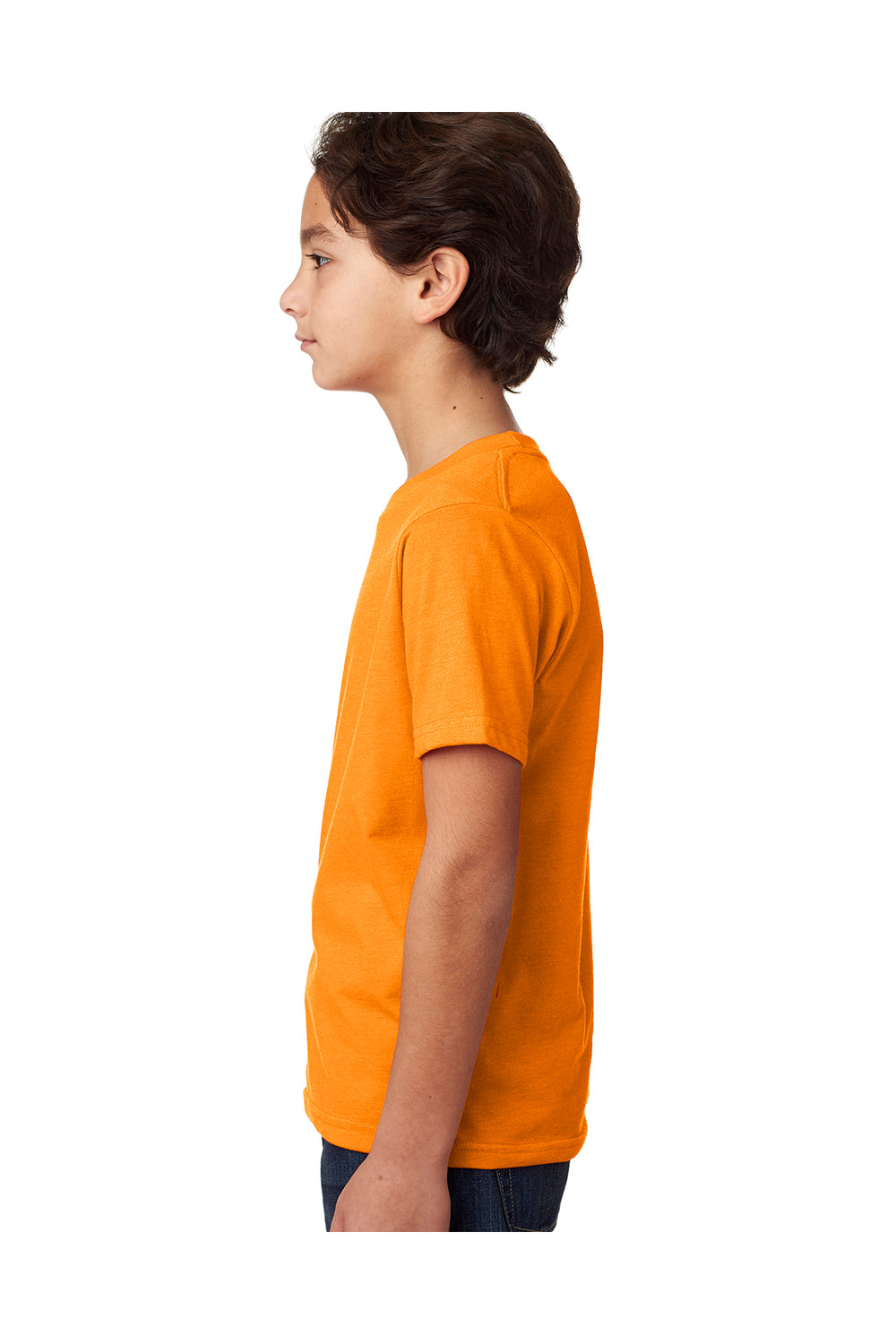 Next Level 3312 Youth CVC Jersey Short Sleeve Crewneck T-Shirt Orange Model Side