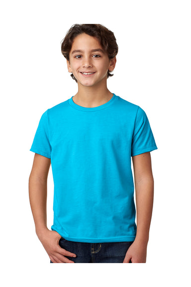 Next Level 3312 Youth CVC Jersey Short Sleeve Crewneck T-Shirt Turquoise Blue Model Front