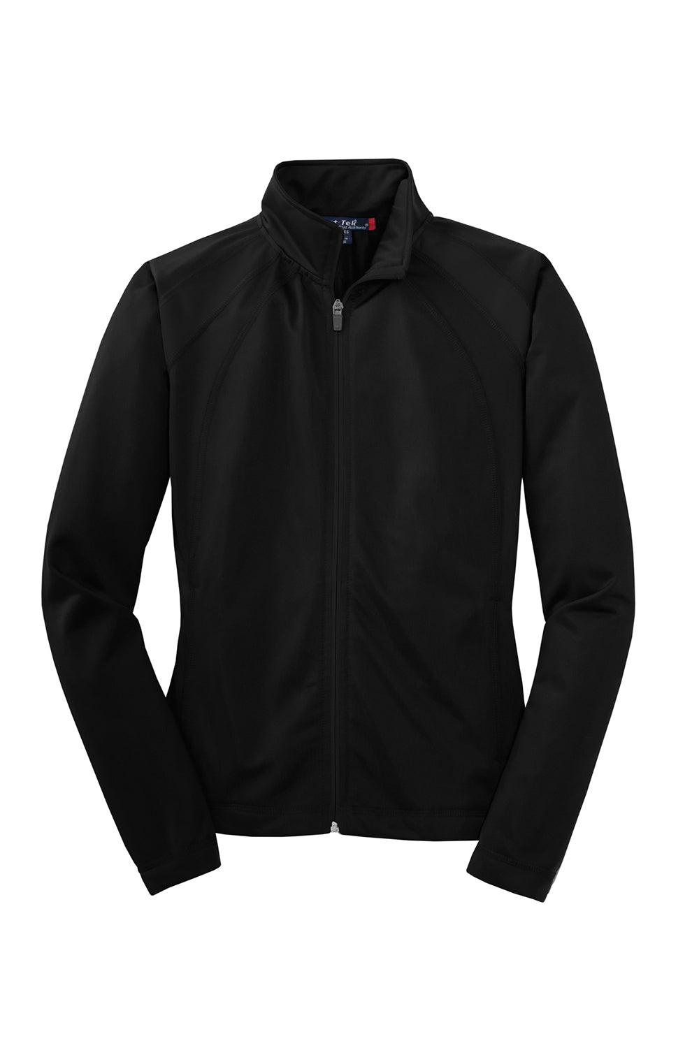 Sport-Tek LST90 Womens Full Zip Track Jacket Black Flat Front