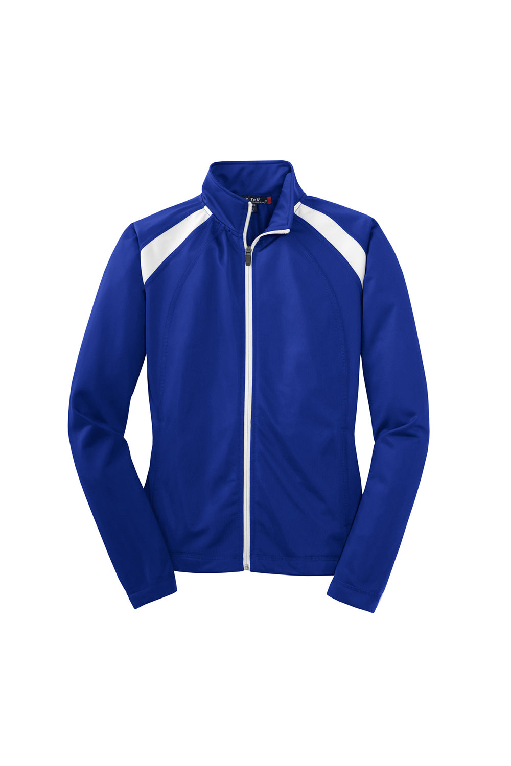 Sport-Tek LST90 Womens Full Zip Track Jacket True Royal Blue/White Flat Front