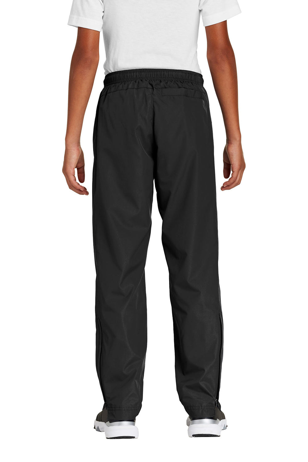 Sport-Tek YPST74 Youth Water Resistant Wind Pants w/ Pockets Black Model Back