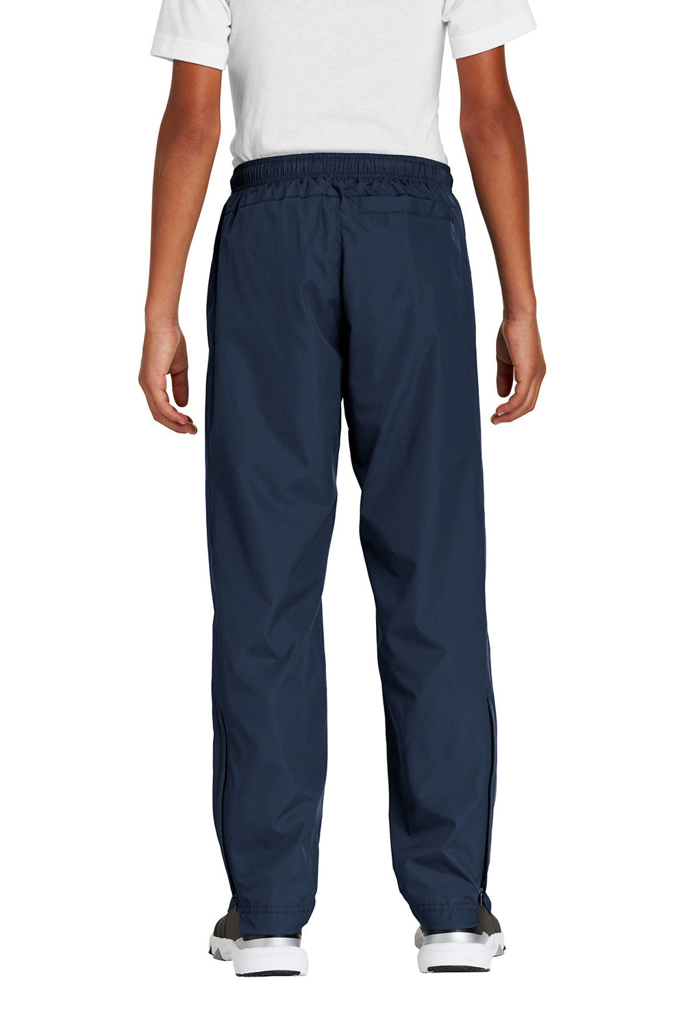 Sport-Tek YPST74 Youth Water Resistant Wind Pants w/ Pockets True Navy Blue Model Back