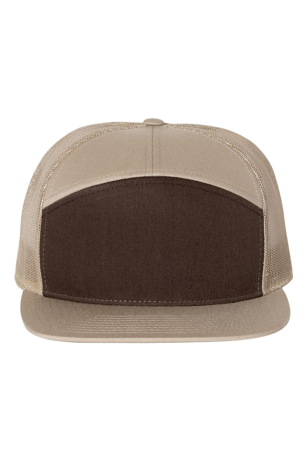 Richardson 168 Mens 7 Trucker Hat Brown/Khaki Flat Front