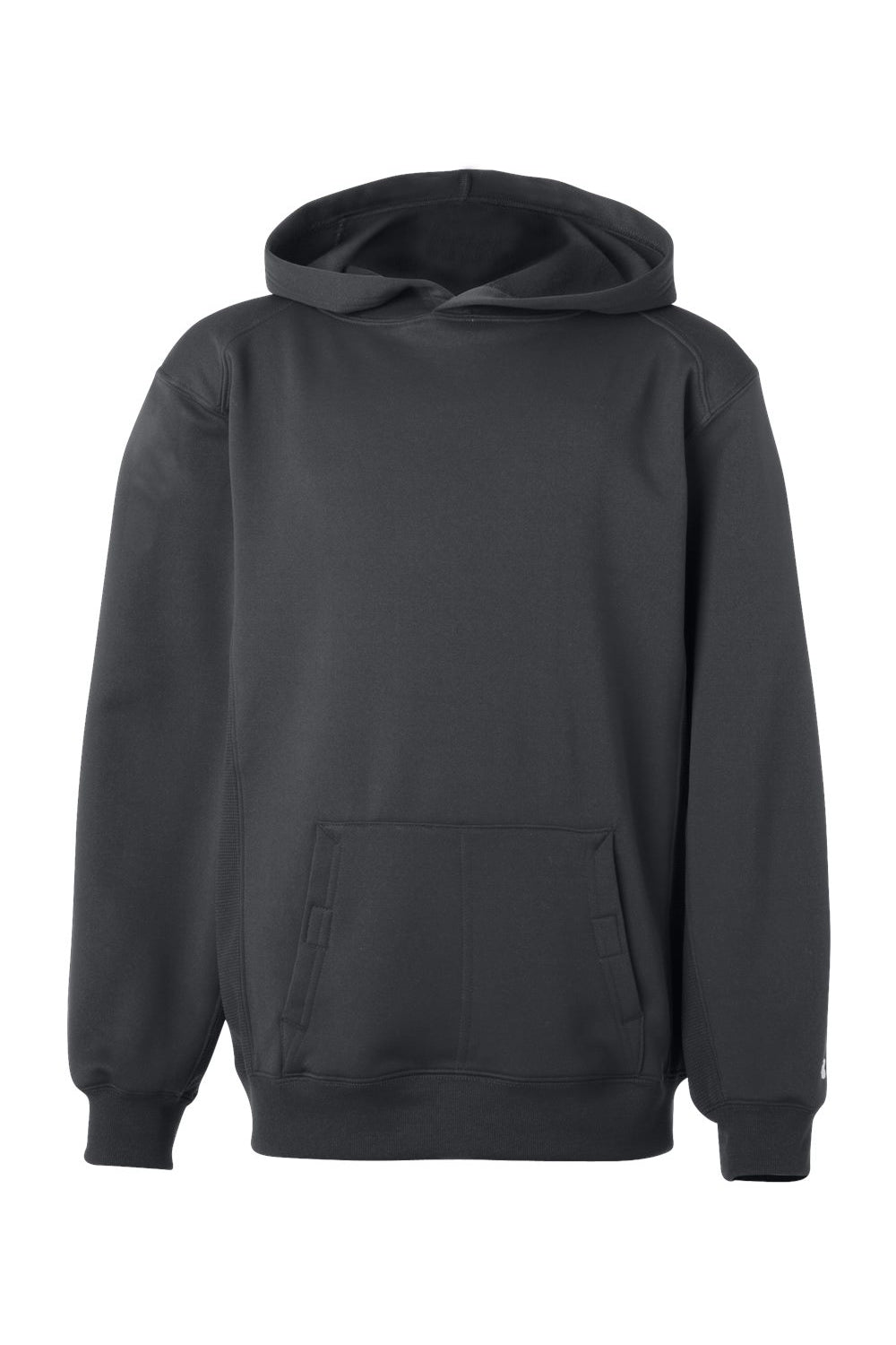 Badger 2454 Youth Performance Moisture Wicking Fleece Hooded Sweatshirt Hoodie Graphite Grey Flat Front