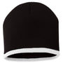 Sportsman Mens Bottom Striped Beanie - Black/White - NEW