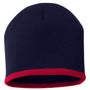 Sportsman Mens Bottom Striped Beanie - Navy Blue/Red - NEW