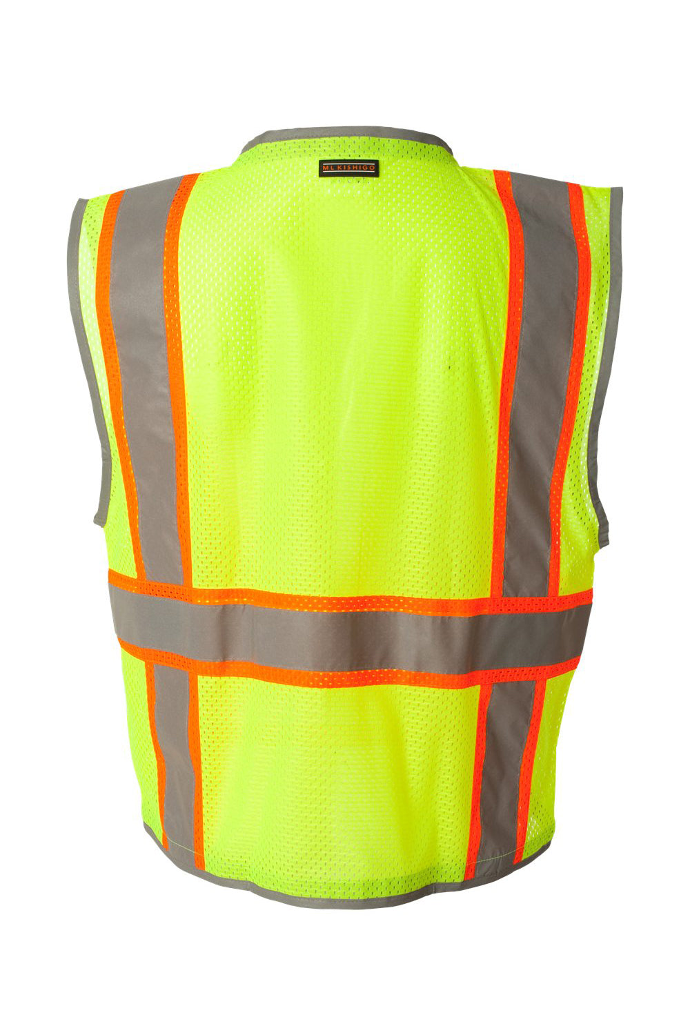 Kishigo 1510-1511 Mens Premium Brilliant Series Heavy Duty Class 2 Vest Lime Green Flat Back