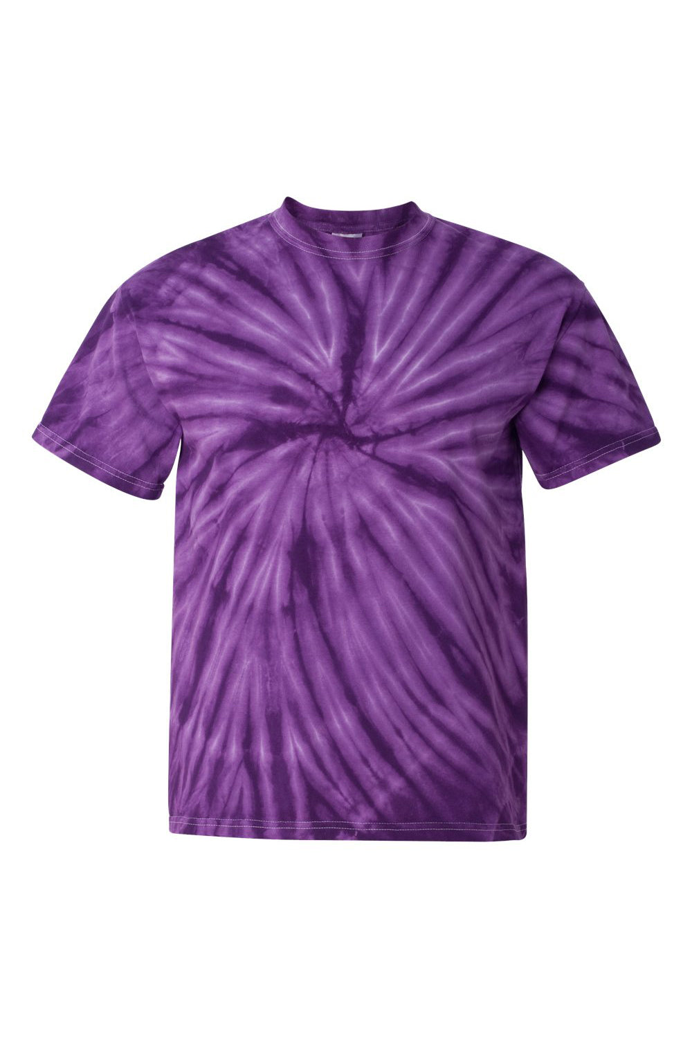 Dyenomite 200CY Mens Cyclone Pinwheel Tie Dyed Short Sleeve Crewneck T-Shirt Purple Flat Front