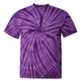 Dyenomite Mens Cyclone Pinwheel Tie Dyed Short Sleeve Crewneck T-Shirt - Purple - NEW