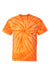 Dyenomite 200CY Mens Cyclone Pinwheel Tie Dyed Short Sleeve Crewneck T-Shirt Orange Flat Front