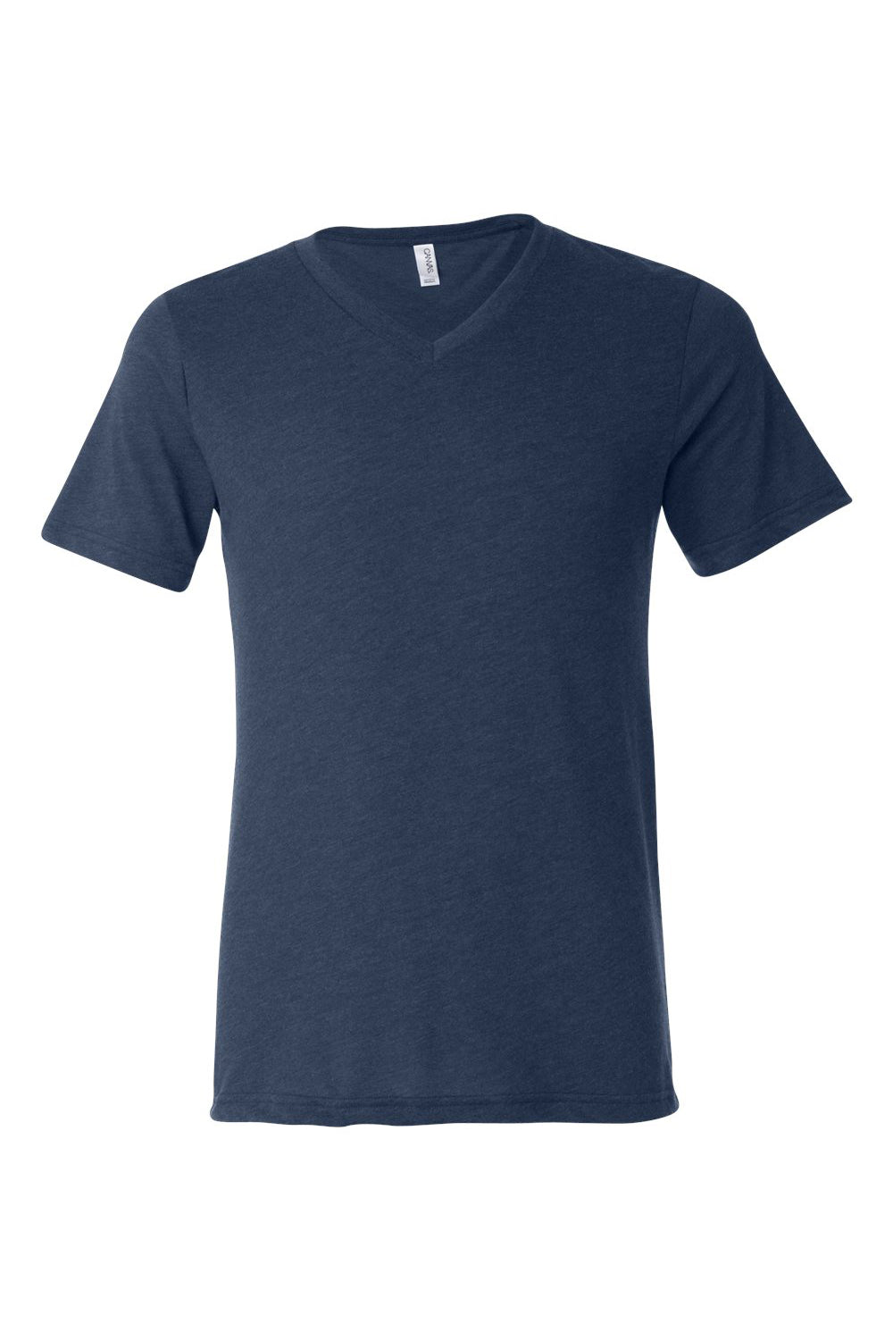 Bella + Canvas BC3415/3415C/3415 Mens Short Sleeve V-Neck T-Shirt Navy Blue Flat Front