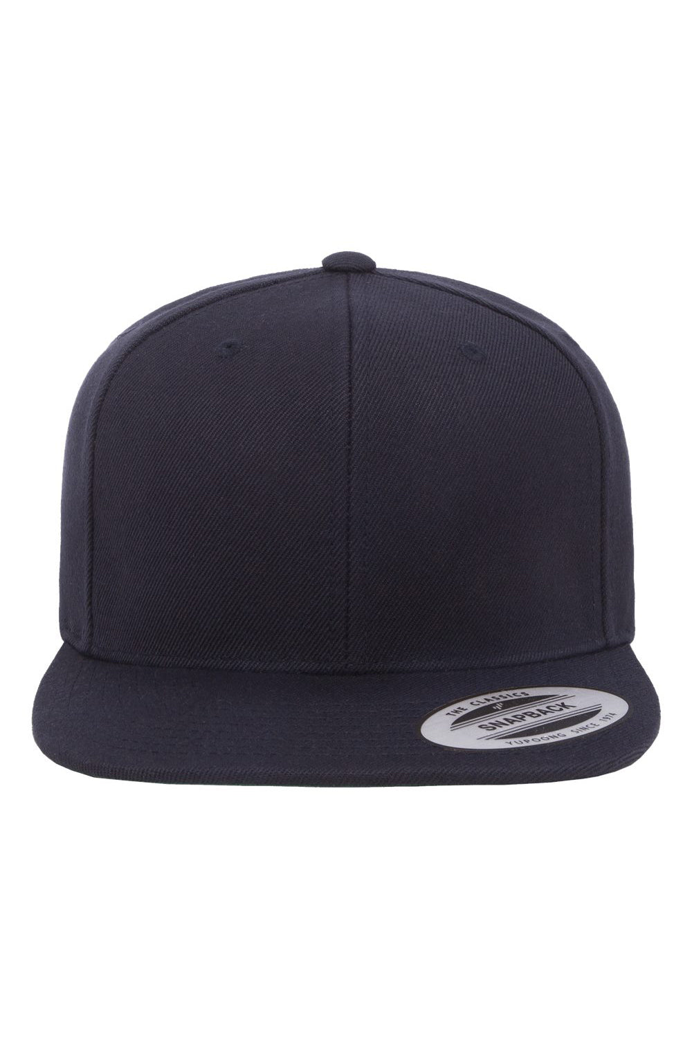 Yupoong 6089M Mens Premium Flat Bill Snapback Hat Dark Navy Blue Flat Front