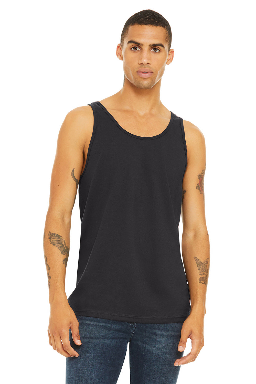 Bella + Canvas BC3480/3480 Mens Jersey Tank Top Dark Grey Model Front