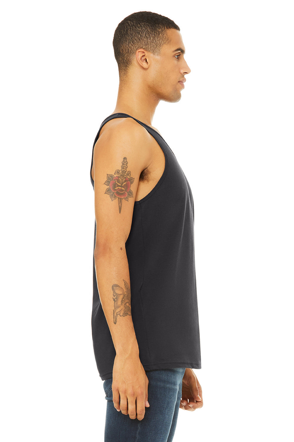 Bella + Canvas BC3480/3480 Mens Jersey Tank Top Dark Grey Model Side