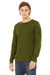 Bella + Canvas BC3501/3501 Mens Jersey Long Sleeve Crewneck T-Shirt Olive Green Model 3Q