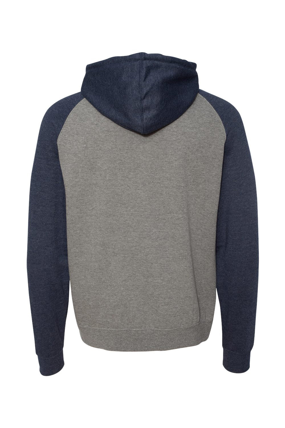 Independent Trading Co. IND40RP Mens Raglan Hooded Sweatshirt Hoodie Heather Gunmetal Grey/Heather Classic Navy Blue Flat Back