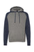 Independent Trading Co. IND40RP Mens Raglan Hooded Sweatshirt Hoodie Heather Gunmetal Grey/Heather Classic Navy Blue Flat Front