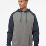 Independent Trading Co. Mens Raglan Hooded Sweatshirt Hoodie - Heather Gunmetal Grey/Heather Classic Navy Blue