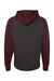 Independent Trading Co. IND40RP Mens Raglan Hooded Sweatshirt Hoodie Heather Charcoal Grey/Heather Burgundy Flat Back