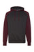 Independent Trading Co. IND40RP Mens Raglan Hooded Sweatshirt Hoodie Heather Charcoal Grey/Heather Burgundy Flat Front