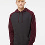 Independent Trading Co. Mens Raglan Hooded Sweatshirt Hoodie - Heather Charcoal Grey/Heather Burgundy