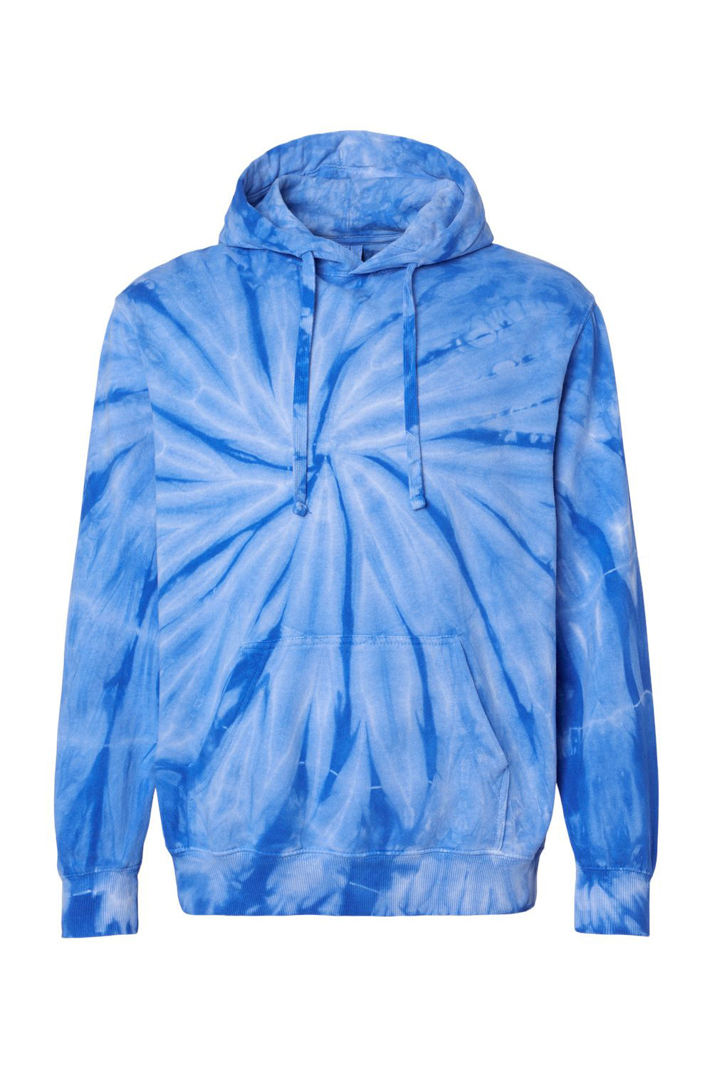 Dyenomite 854CY Mens Cyclone Tie Dyed Hooded Sweatshirt Hoodie Royal Blue Flat Front