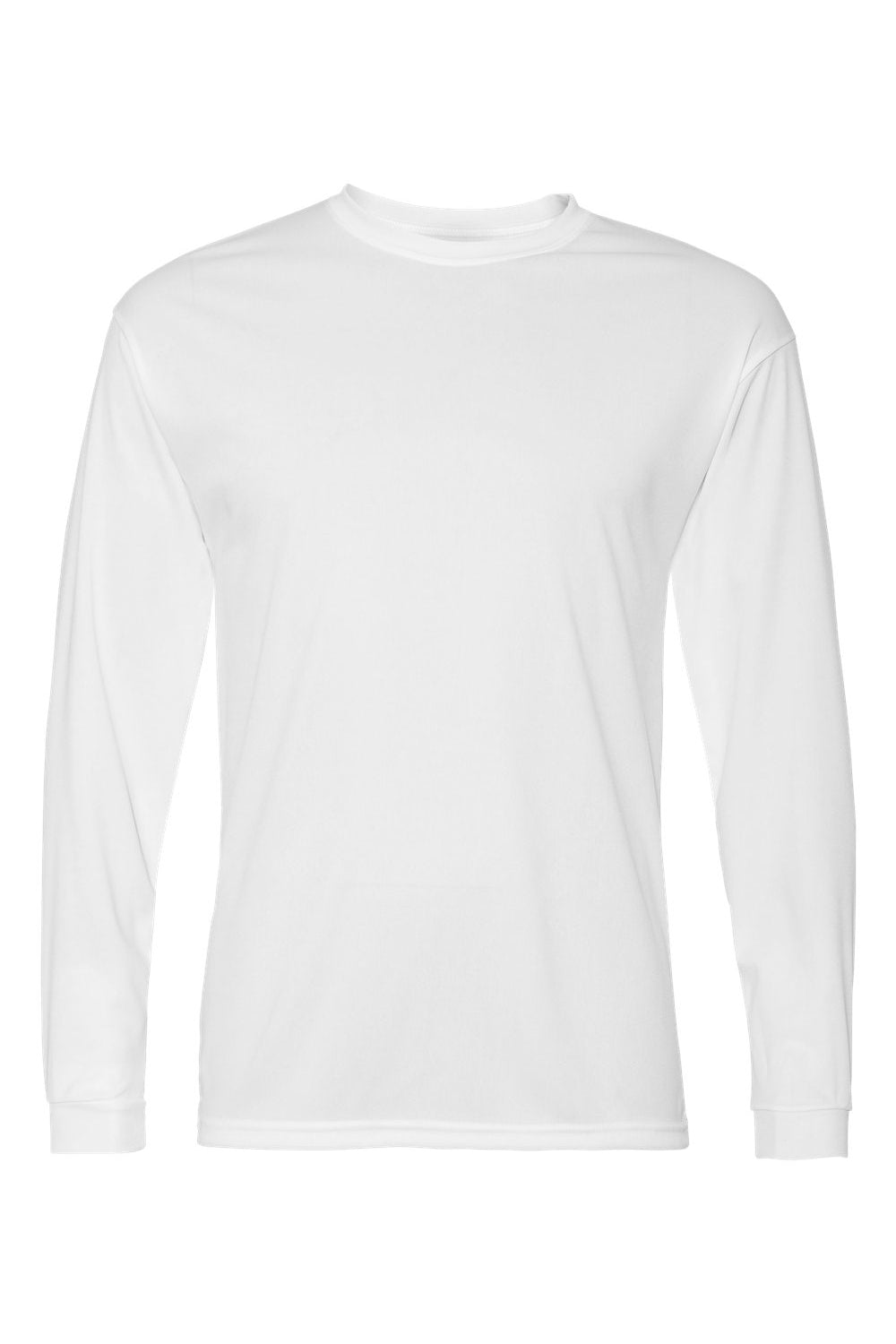 C2 Sport 5104 Mens Performance Moisture Wicking Long Sleeve Crewneck T-Shirt White Flat Front