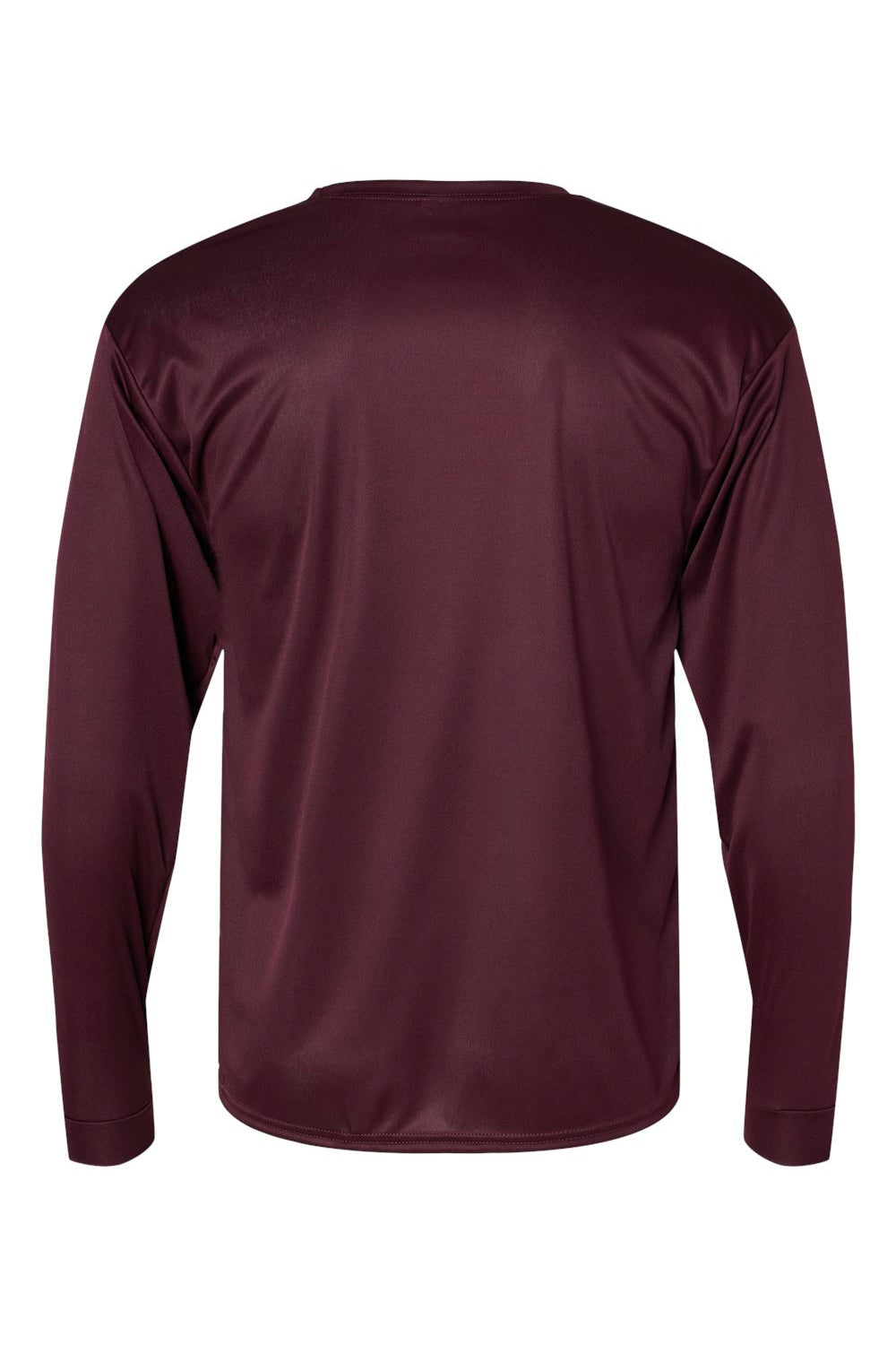 C2 Sport 5104 Mens Performance Moisture Wicking Long Sleeve Crewneck T-Shirt Maroon Flat Back