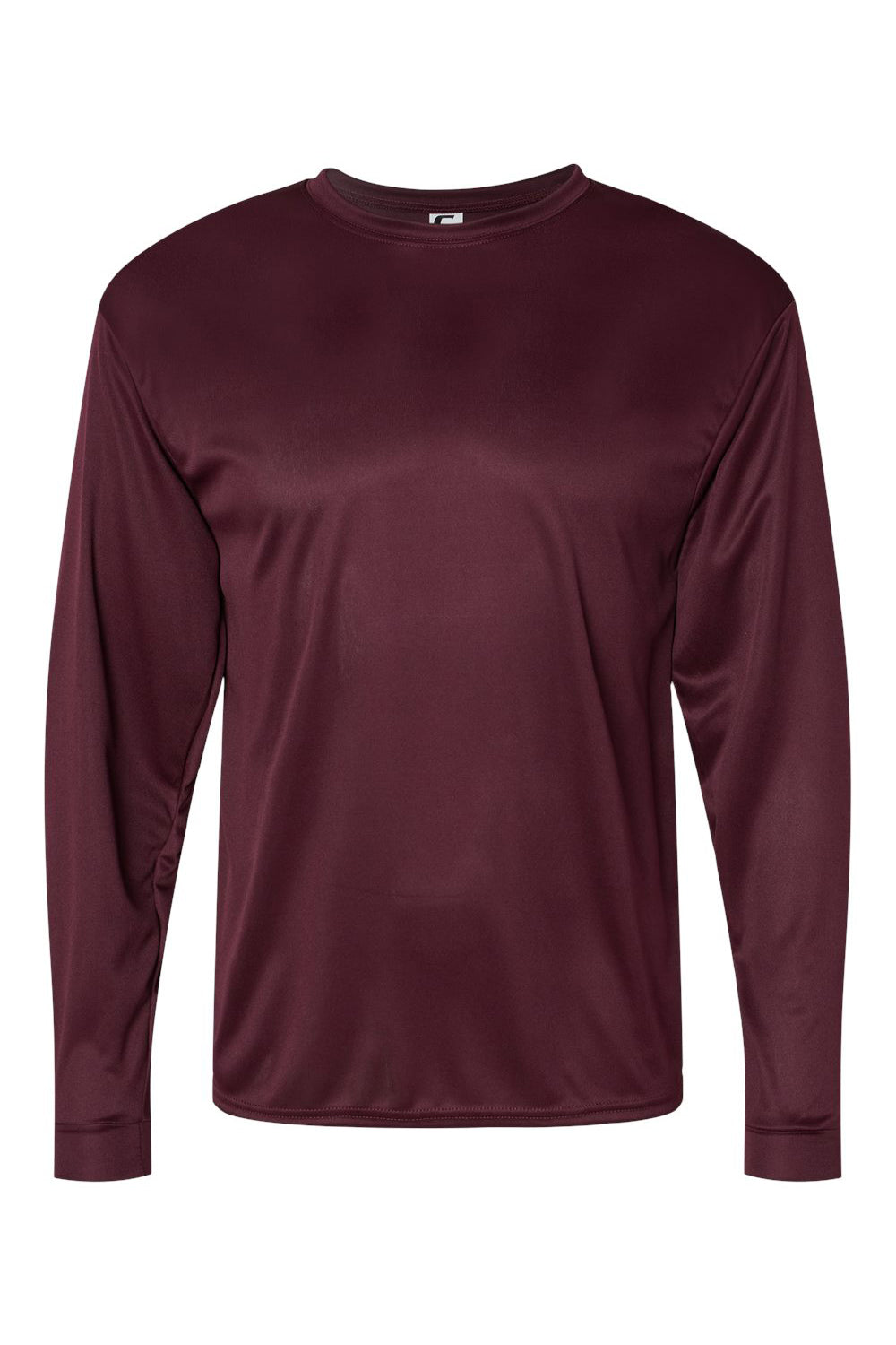 C2 Sport 5104 Mens Performance Moisture Wicking Long Sleeve Crewneck T-Shirt Maroon Flat Front