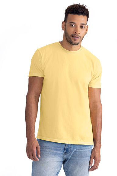 Next Level 3600SW Mens Soft Wash Short Sleeve Crewneck T-Shirt Banana Cream Yellow Model Front