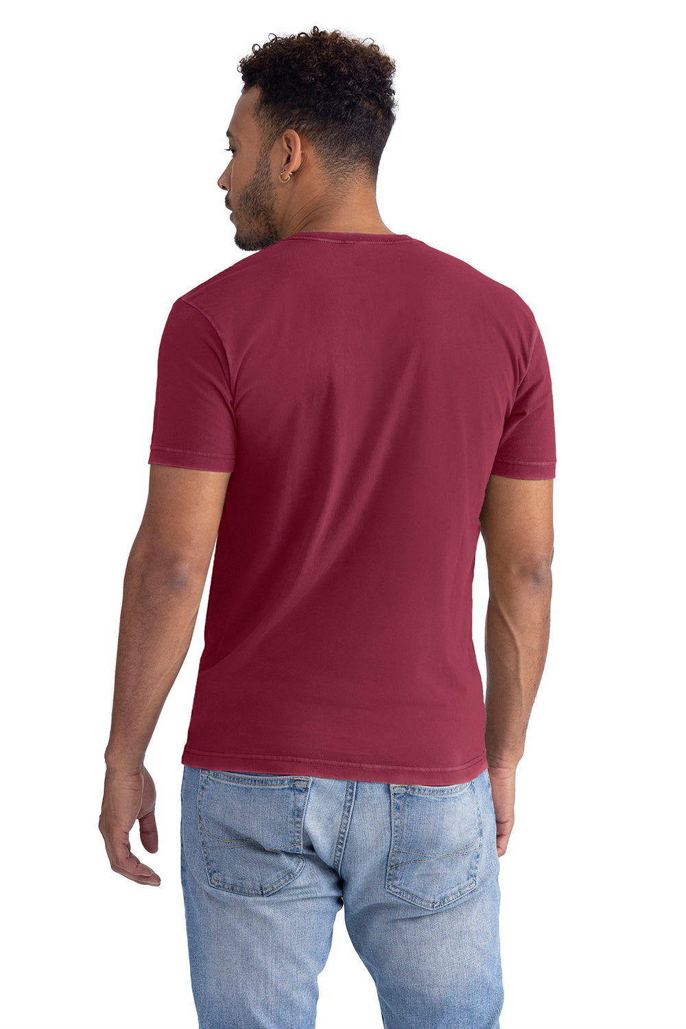 Next Level 3600SW Mens Soft Wash Short Sleeve Crewneck T-Shirt Cardinal Red Model Back