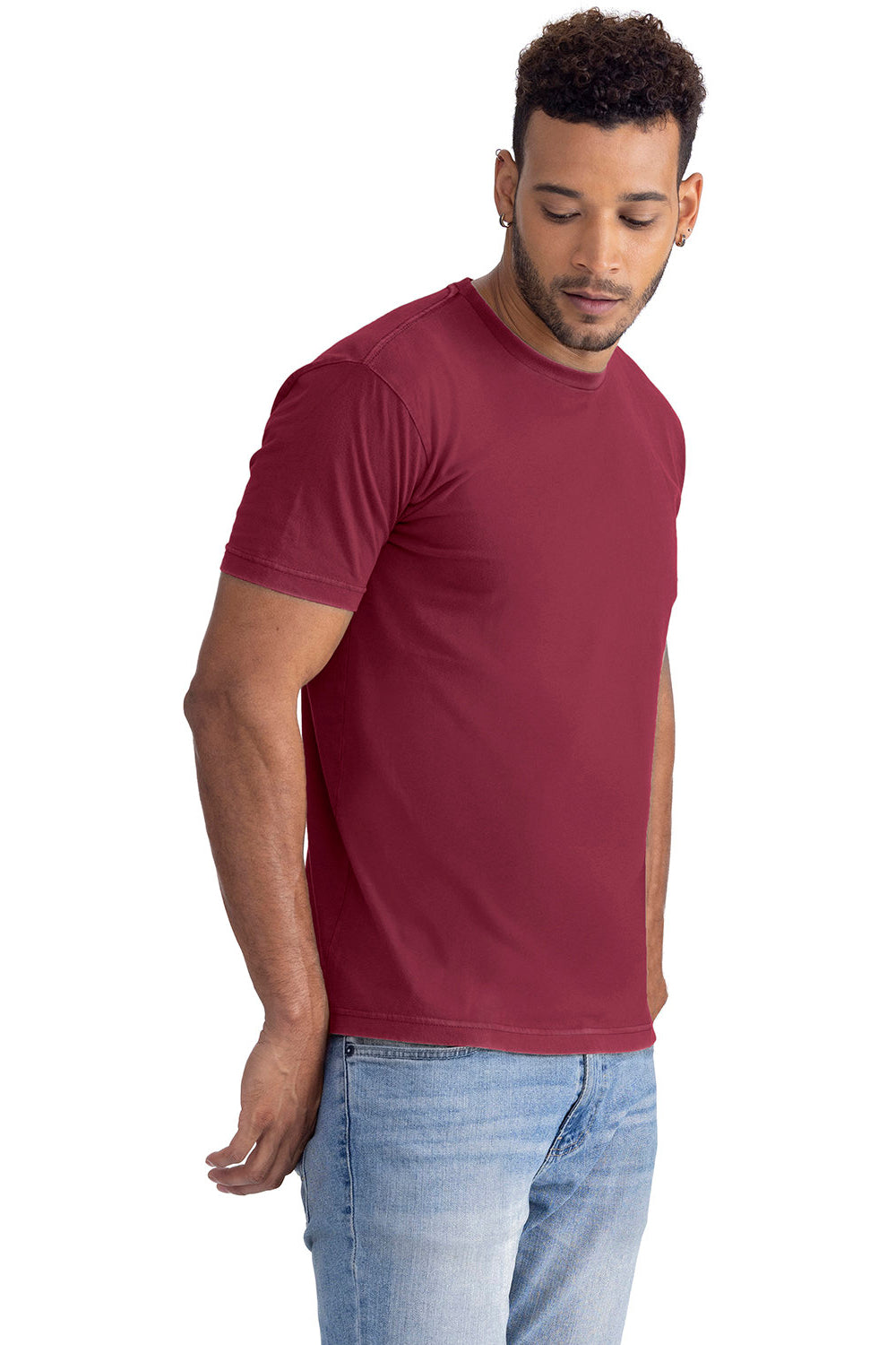 Next Level 3600SW Mens Soft Wash Short Sleeve Crewneck T-Shirt Cardinal Red Model Side