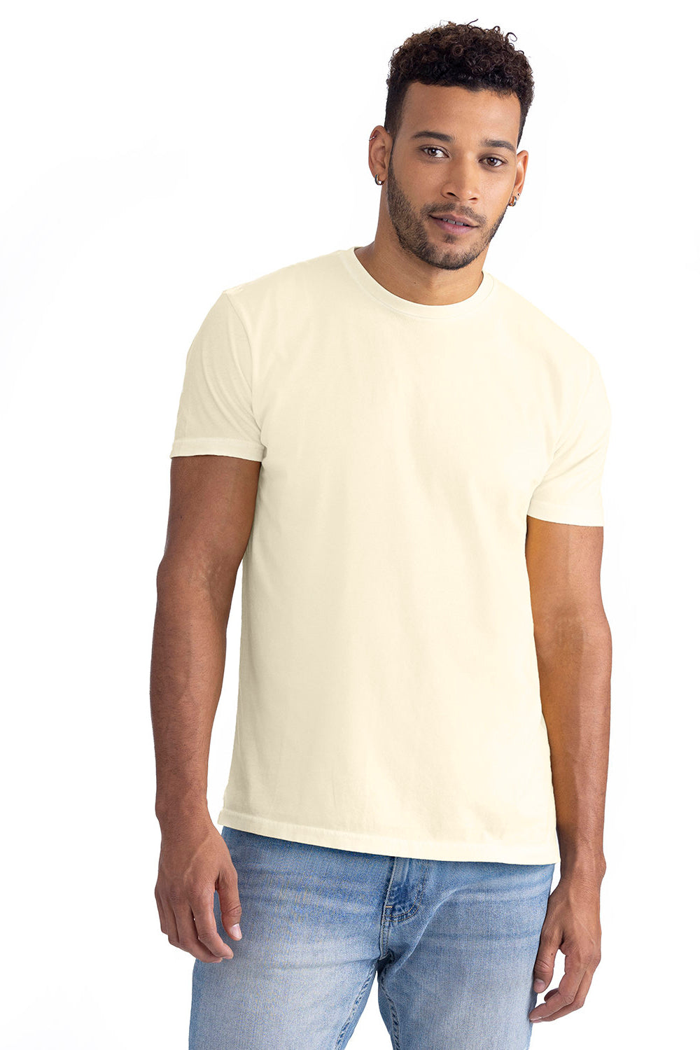 Next Level 3600SW Mens Soft Wash Short Sleeve Crewneck T-Shirt Natural Model Front