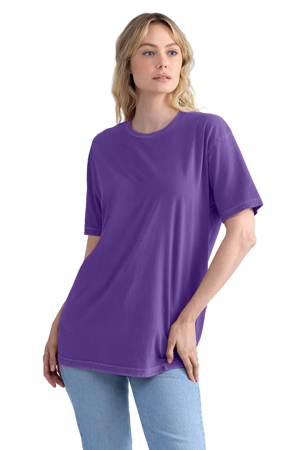 Next Level 3600SW Mens Soft Wash Short Sleeve Crewneck T-Shirt Purple Rush Model Front