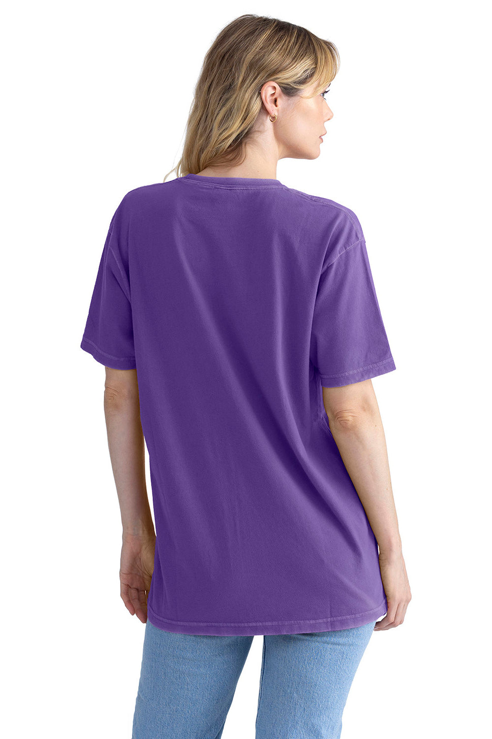 Next Level 3600SW Mens Soft Wash Short Sleeve Crewneck T-Shirt Purple Rush Model Back