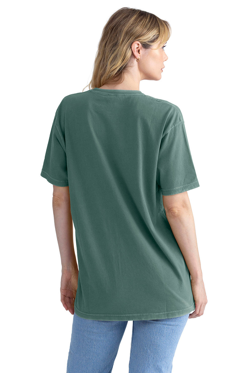 Next Level 3600SW Mens Soft Wash Short Sleeve Crewneck T-Shirt Royal Pine Green Model Back