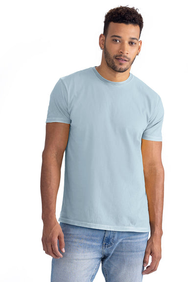 Next Level 3600SW Mens Soft Wash Short Sleeve Crewneck T-Shirt Stonewashed Denim Blue Model Front