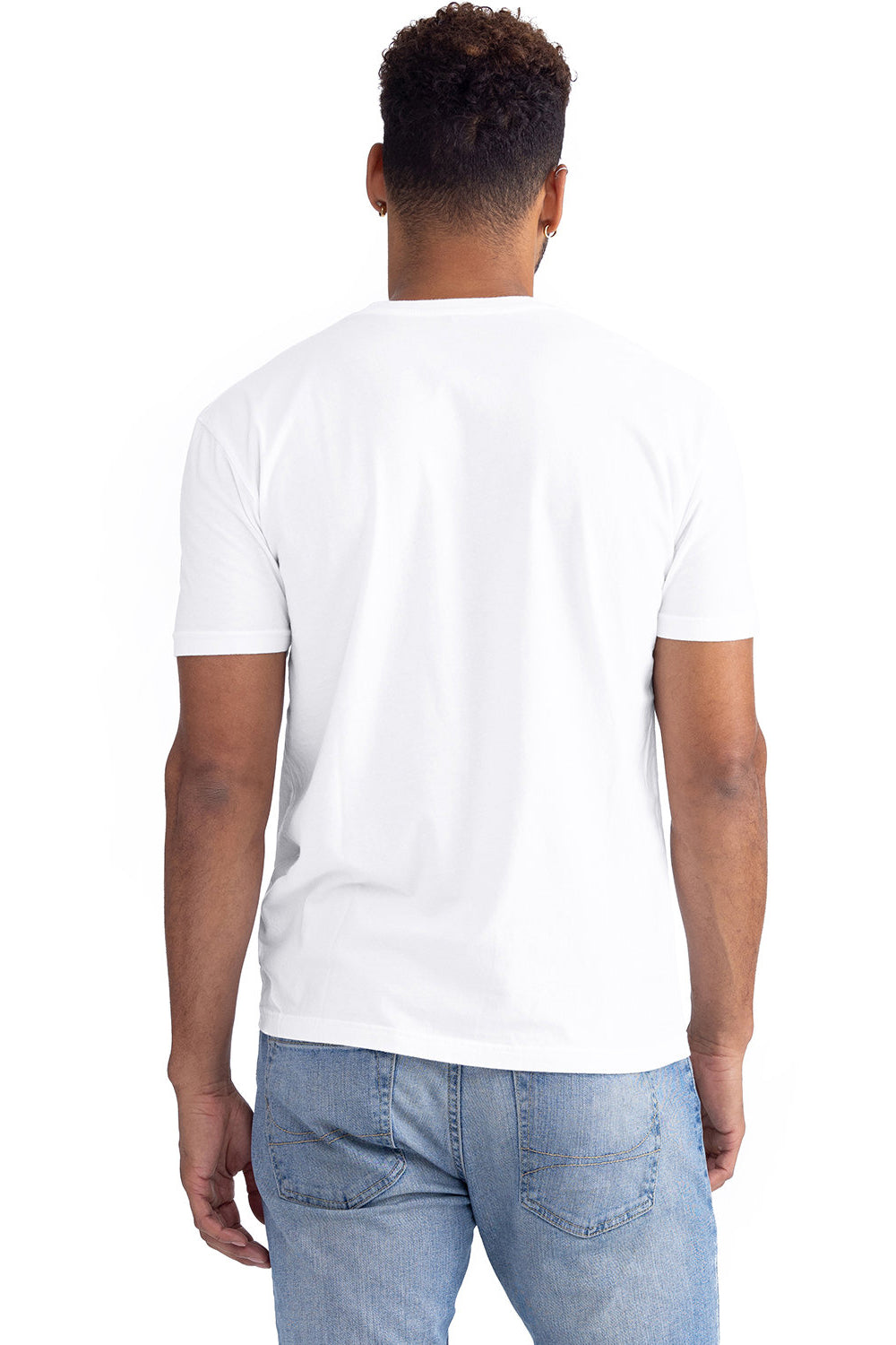 Next Level 3600SW Mens Soft Wash Short Sleeve Crewneck T-Shirt White Model Back