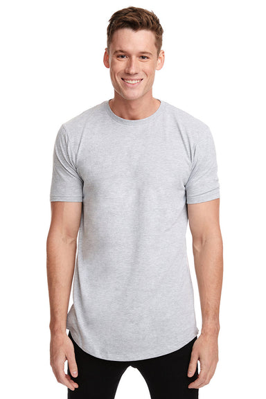 Next Level 3602 Mens Long Body Jersey Short Sleeve Crewneck T-Shirt Heather Grey Model Front