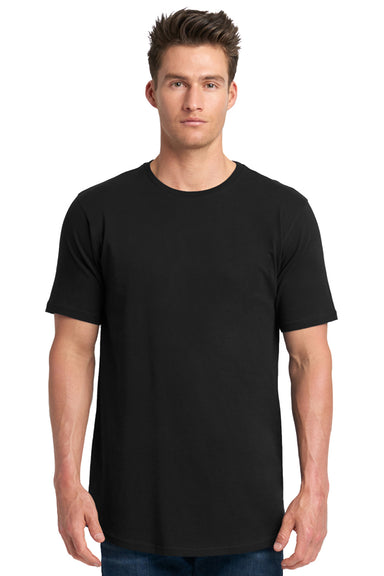 Next Level 3602 Mens Long Body Jersey Short Sleeve Crewneck T-Shirt Black Model Front